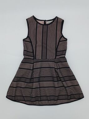 Monteau Girl Sleeveless Black & Blush Patterned Fit-and-Flare Dress (Size 6)